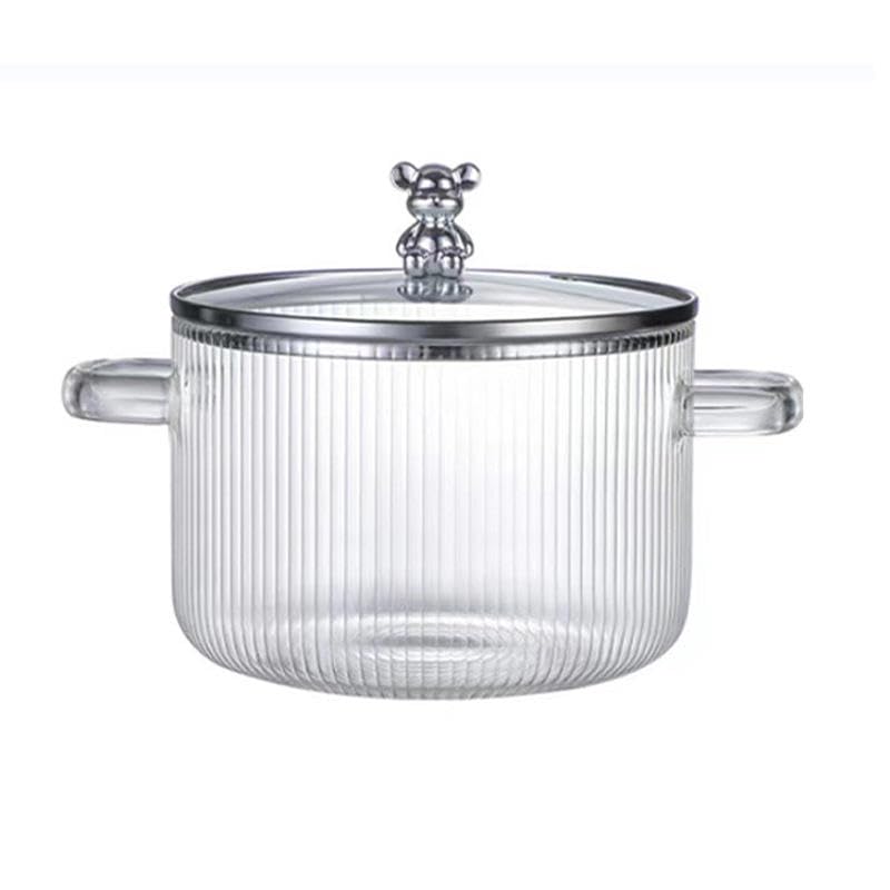 Teddy Bear Figured Glass Pot with Lid