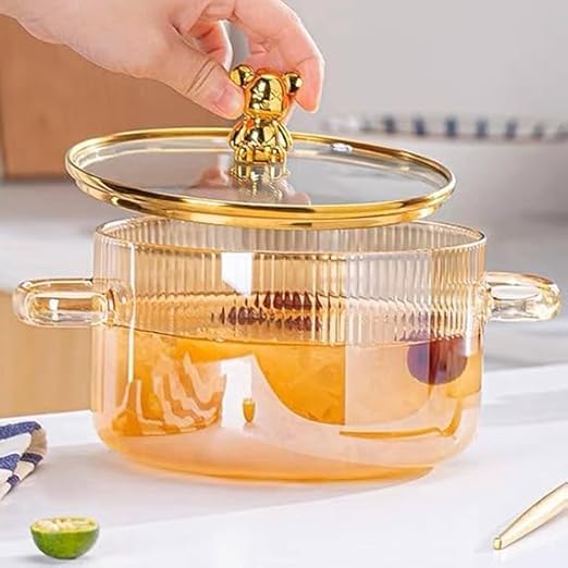 Teddy Bear Figured Glass Pot with Lid