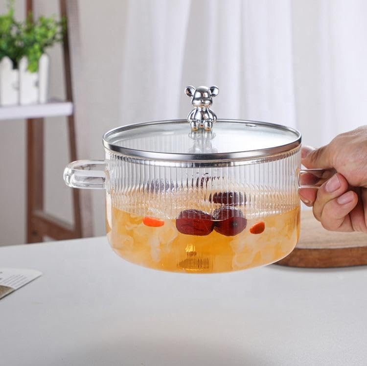 Teddy Bear Figured Glass Pot with Lid