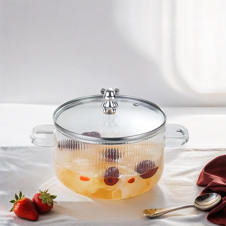 Teddy Bear Figured Glass Pot with Lid