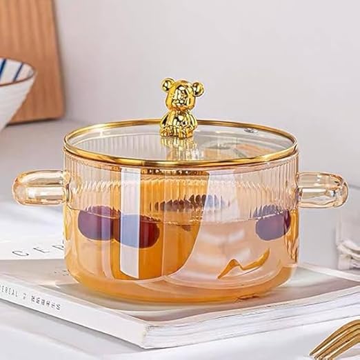 Teddy Bear Figured Glass Pot with Lid