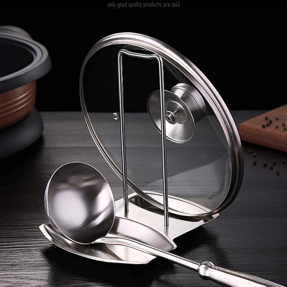 Stainless Steel Pan Lid Holder & Spoon Rest Shelf