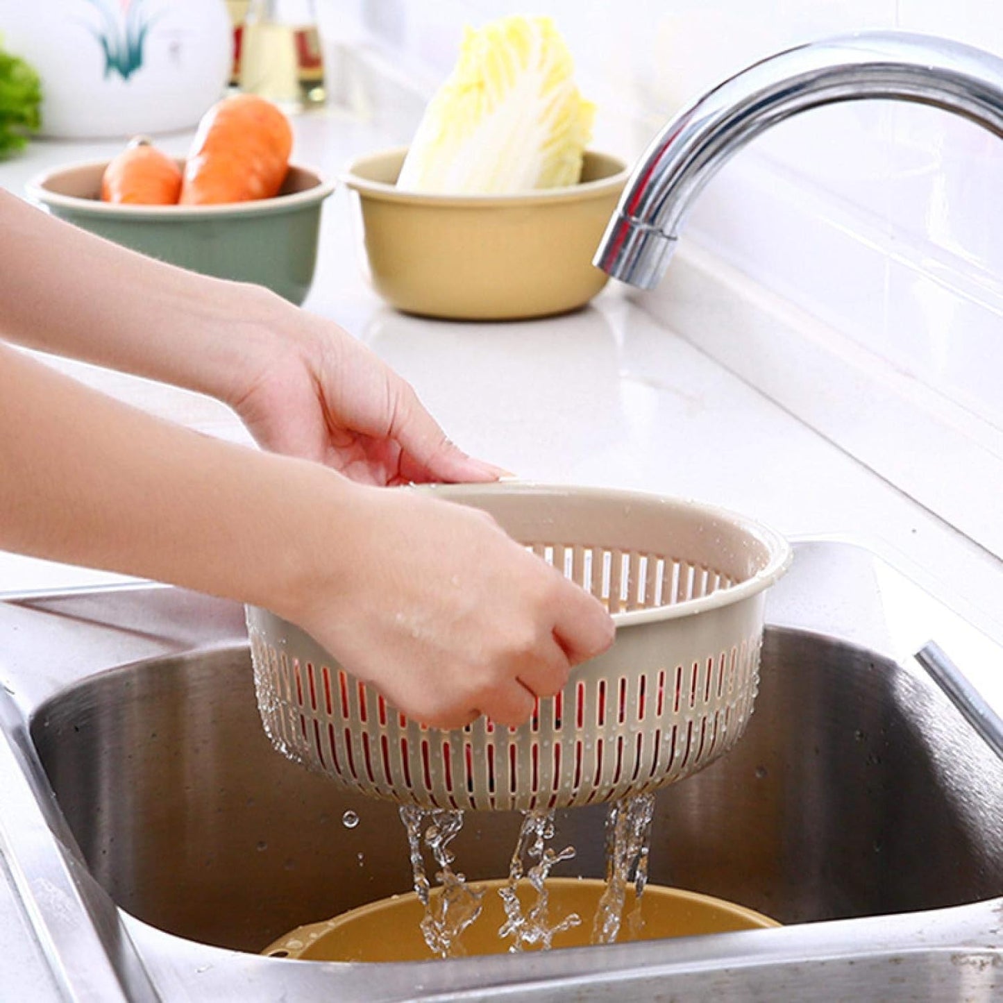 Double-Layer Plastic Drainage Basket