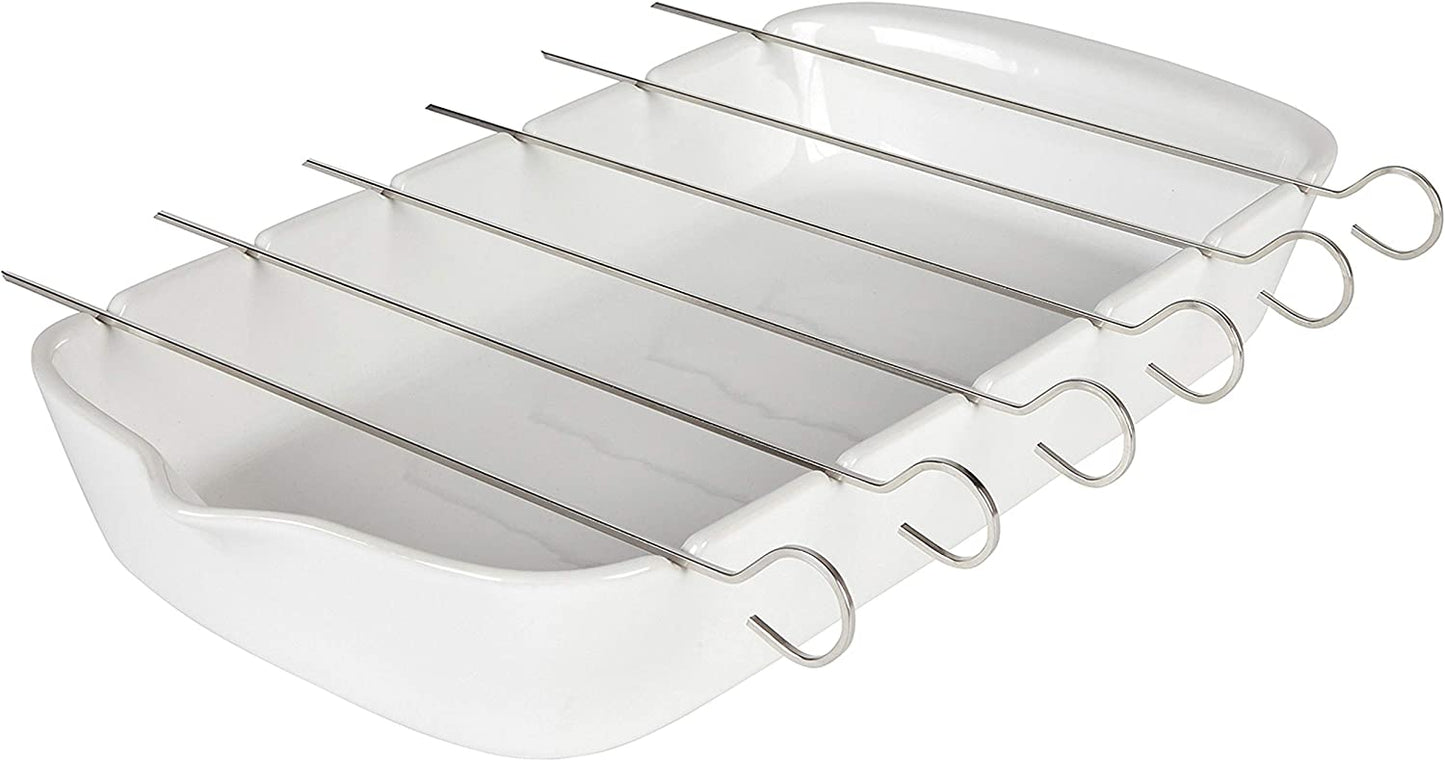 Skewers Dish with 6 Stainless Steel Skewers