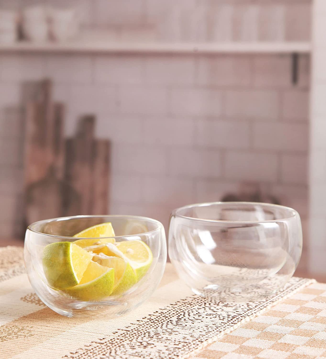 Set of 2 Double-Walled Glass Soup Bowls
