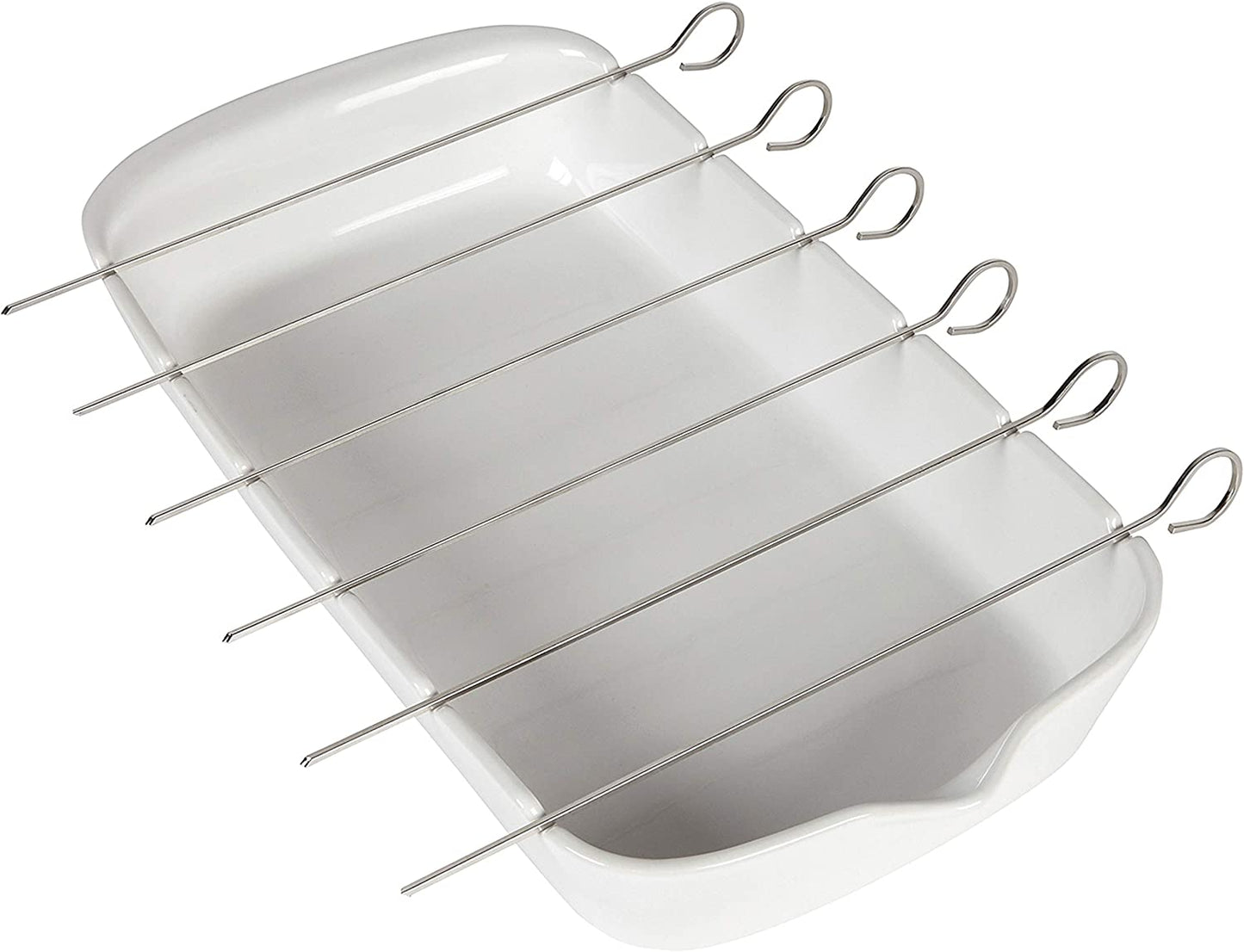 Skewers Dish with 6 Stainless Steel Skewers