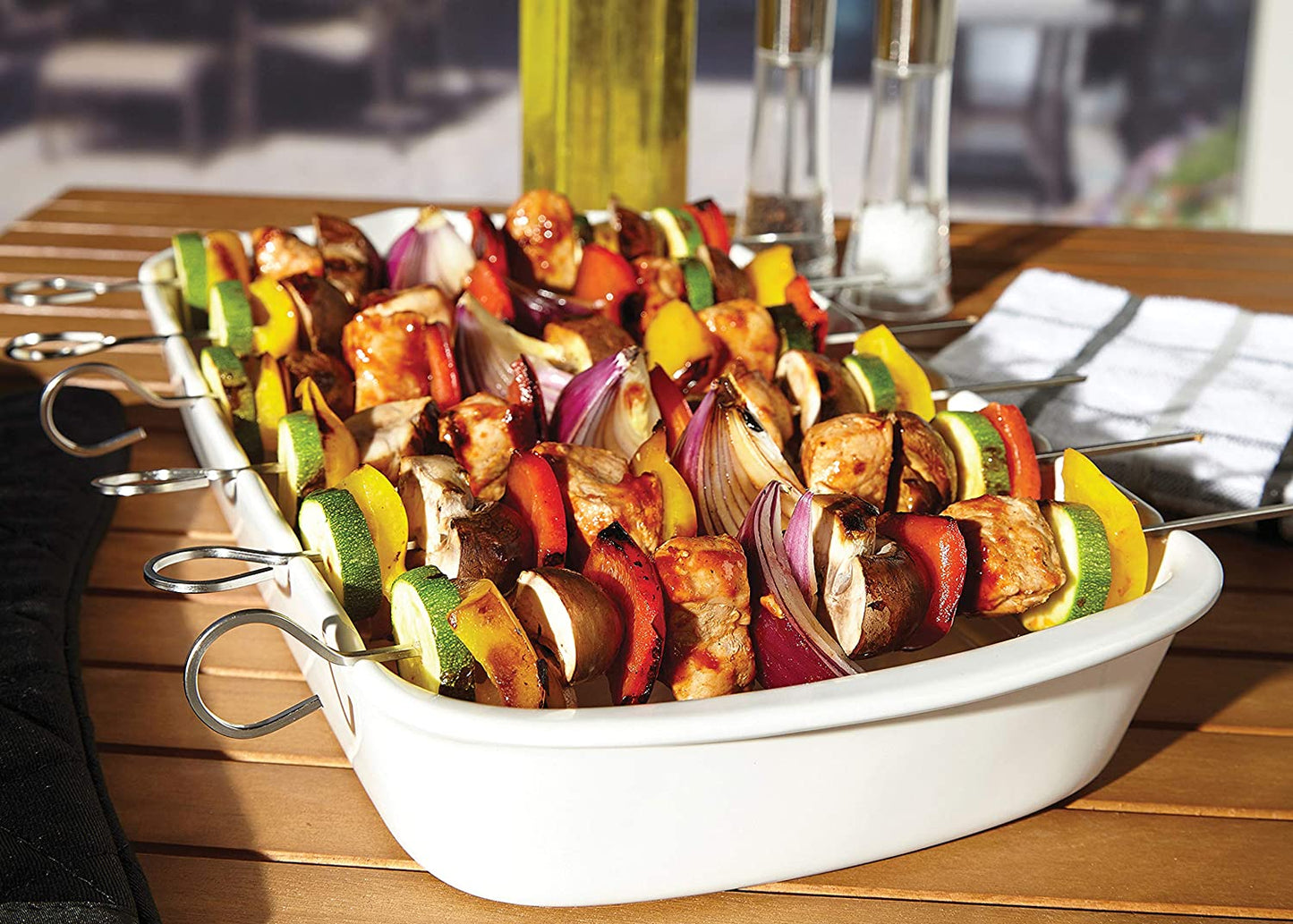 Skewers Dish with 6 Stainless Steel Skewers