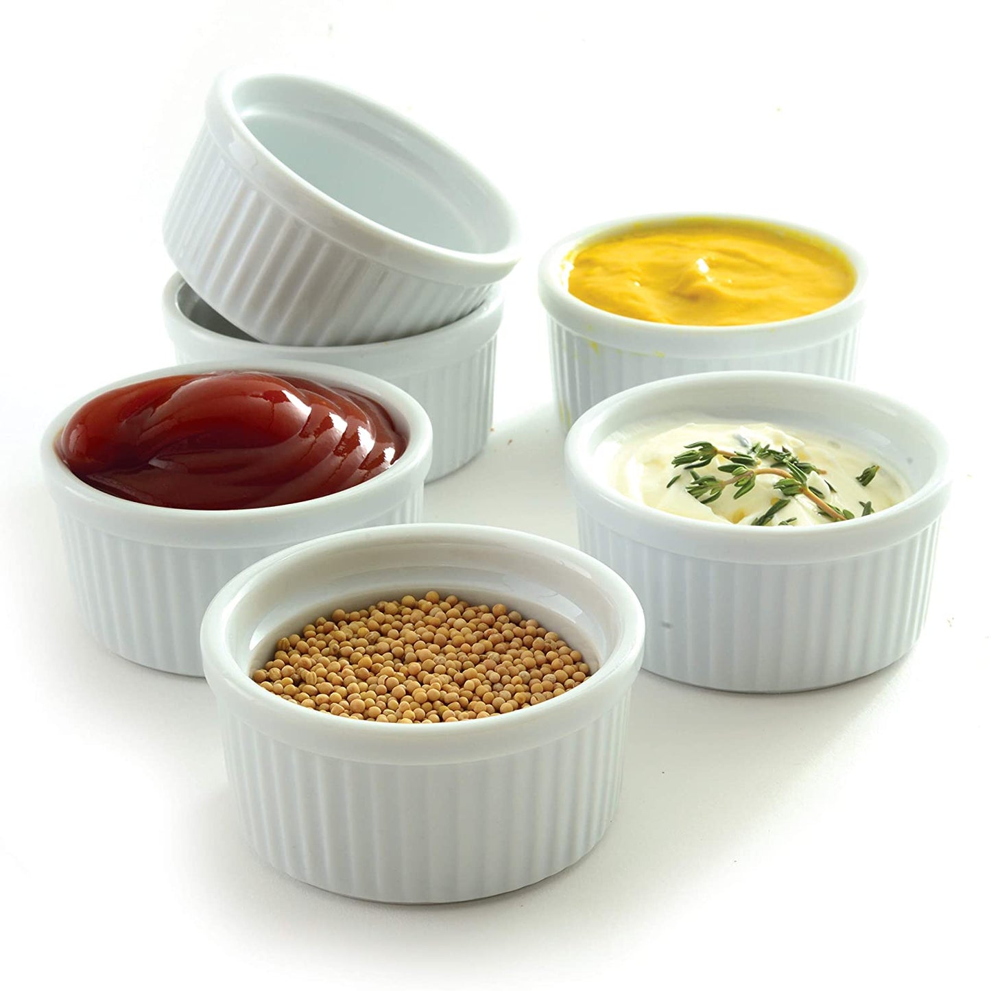 White Porcelain Soufflé Ramekins Cups