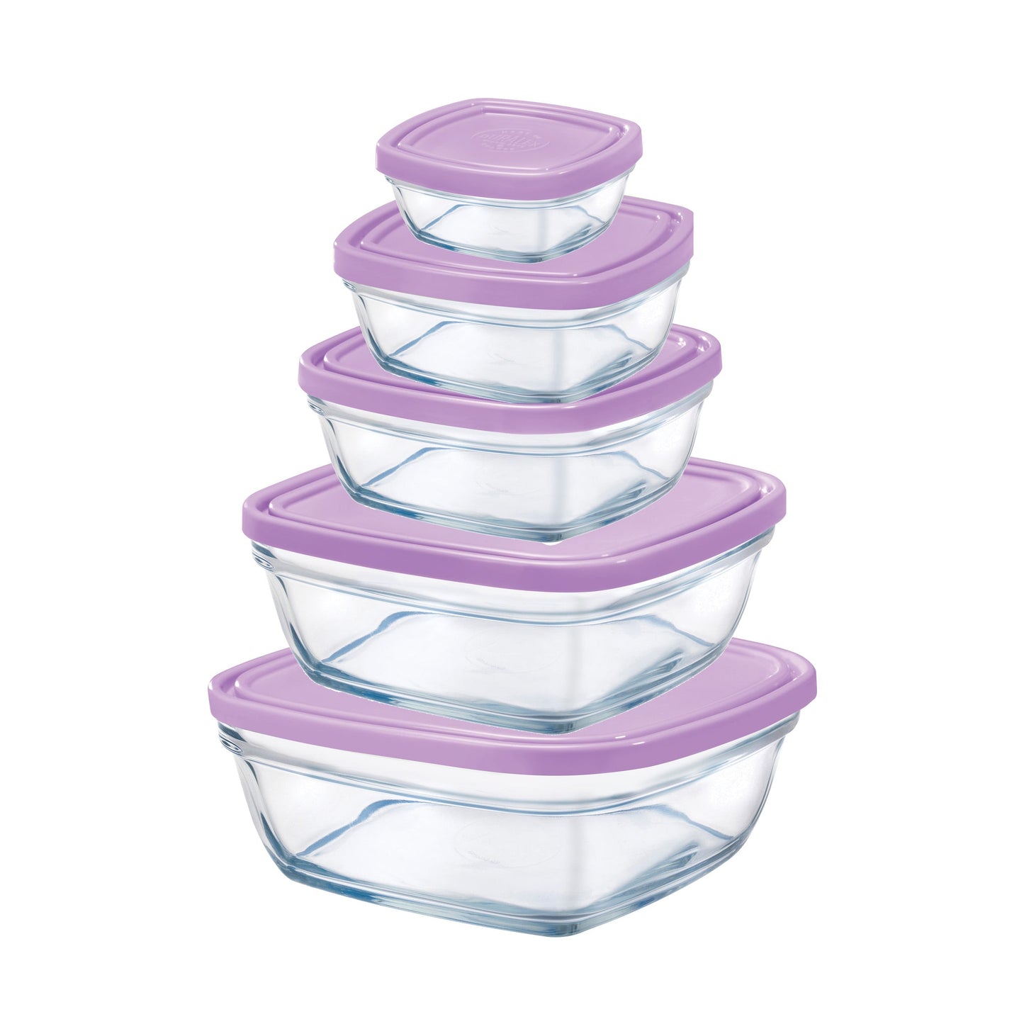 Set of 5 pcs Duralex Glass Freshbox Square