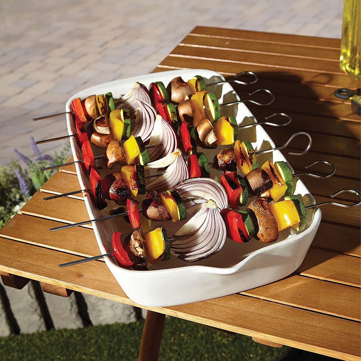 Skewers Dish with 6 Stainless Steel Skewers