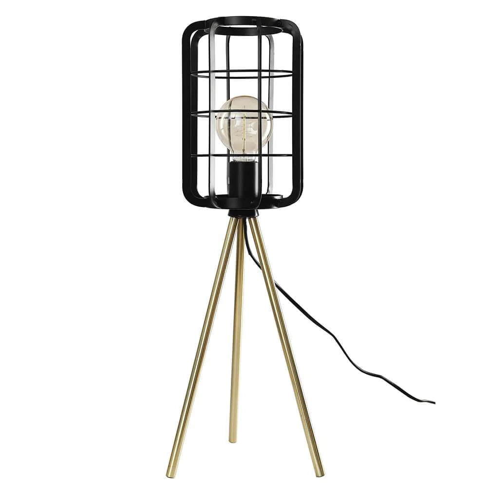 Metallic Cage Tripod Lamp