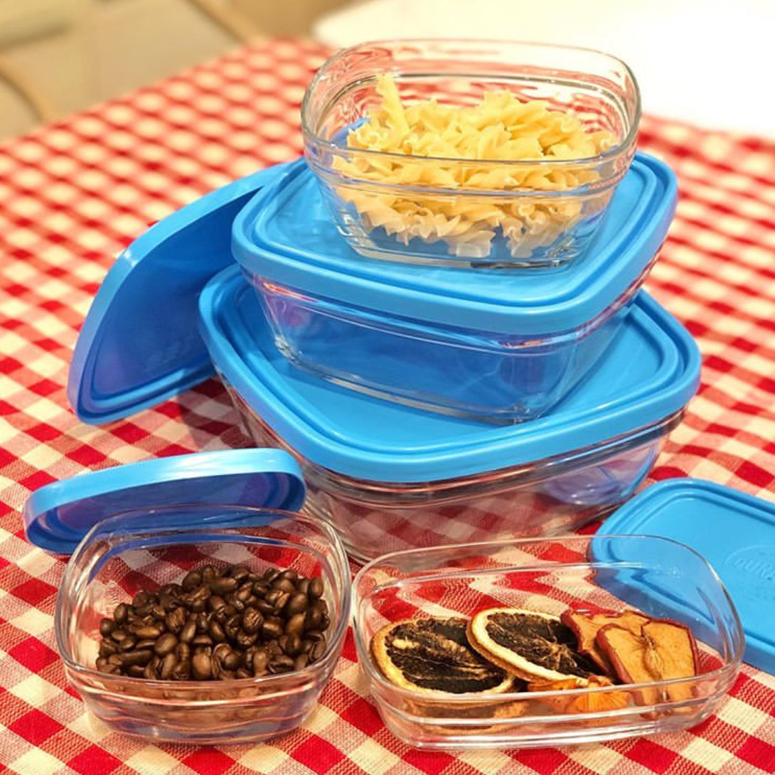 Set of 5 pcs Duralex Glass Freshbox Square