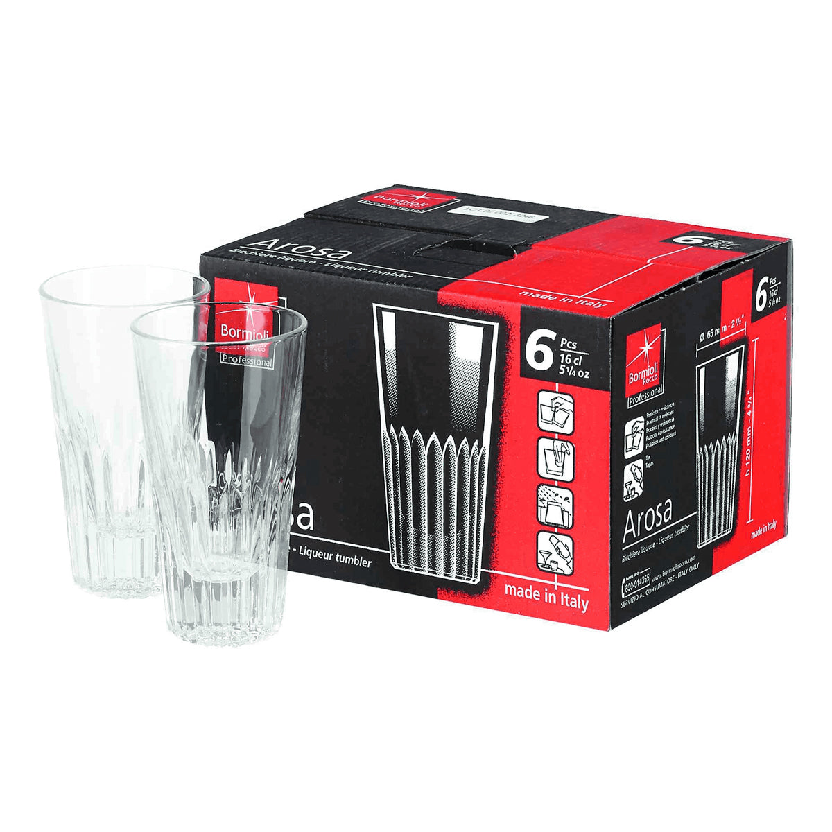 Set of 6 pcs Arosa Whiskey Glasses By Bormioli