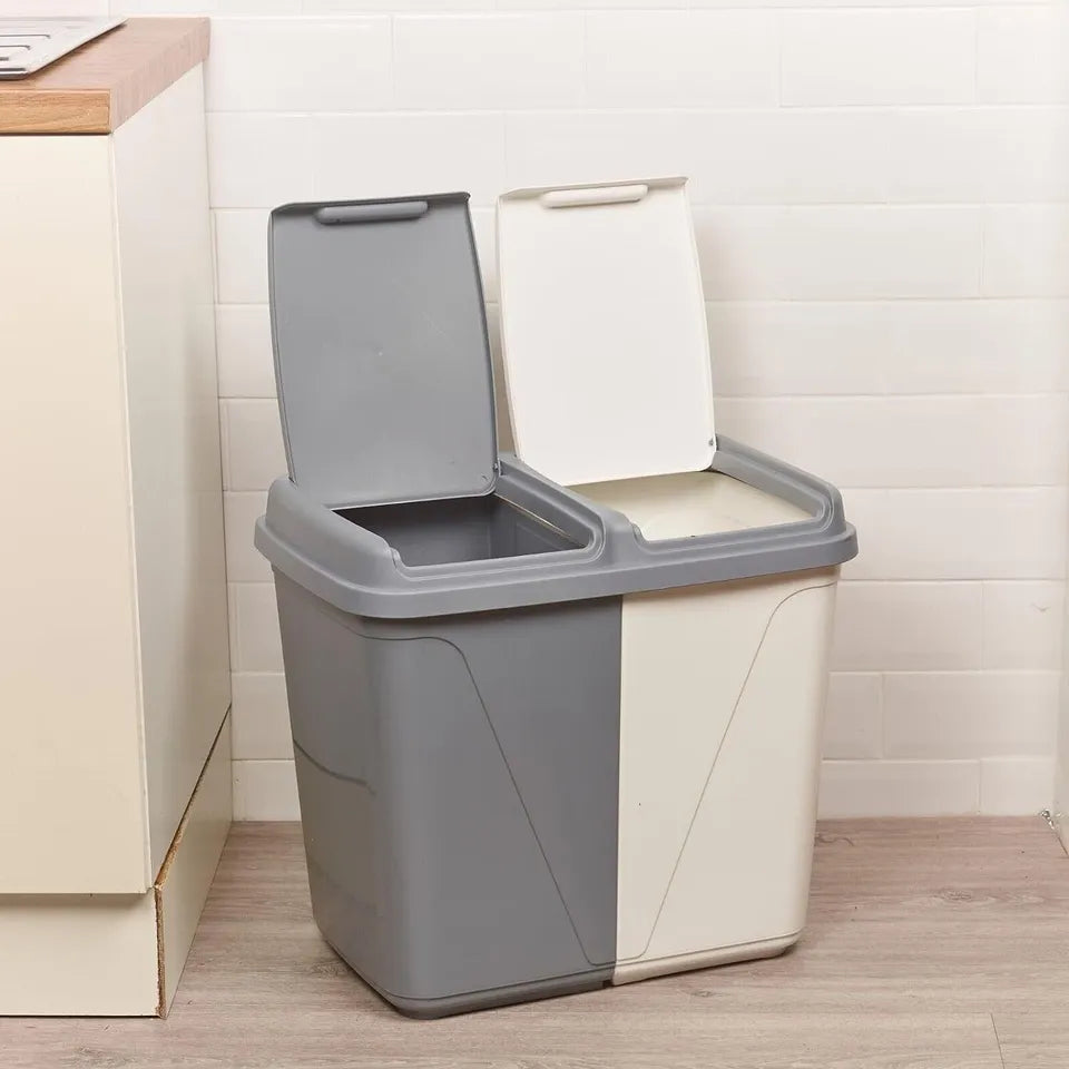 60L Laundry Bin Dual Compartment