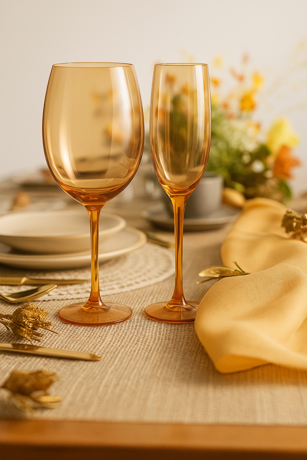Gold Wine & Champagne Glasses