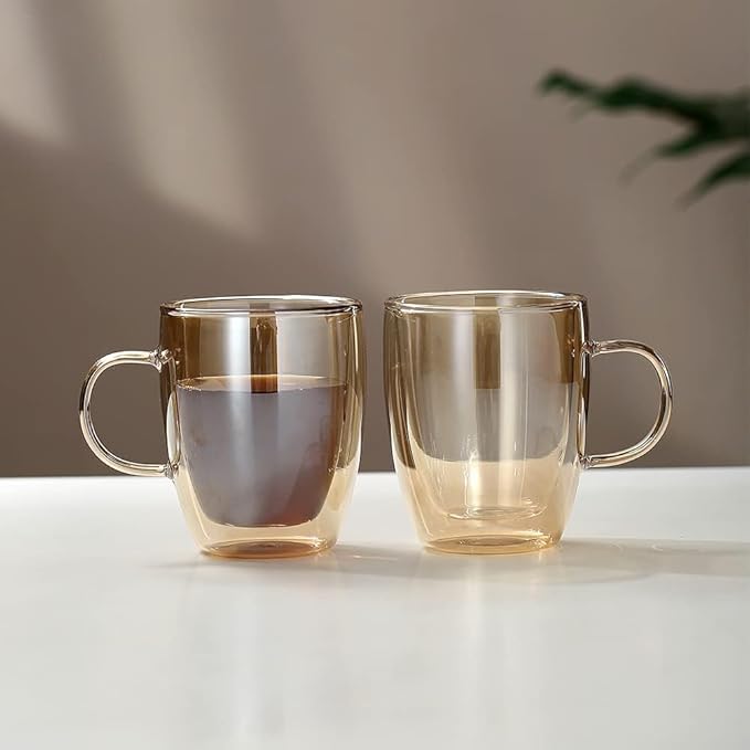Gold Double Wall Glass Mug