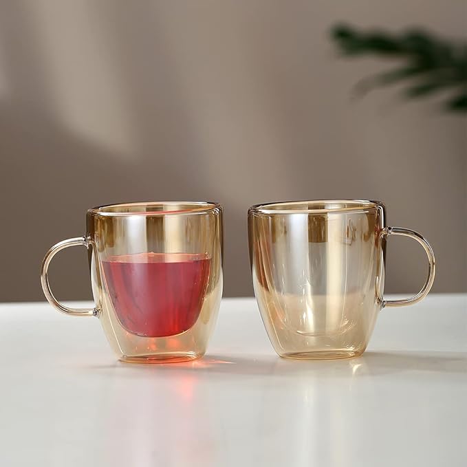 Gold Double Wall Glass Mug