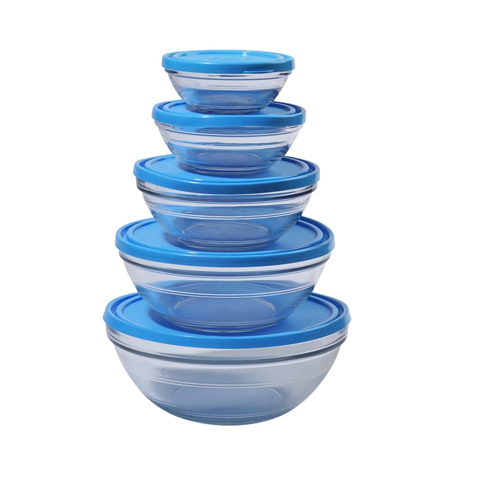 Duralex lys round bowl with blue lid