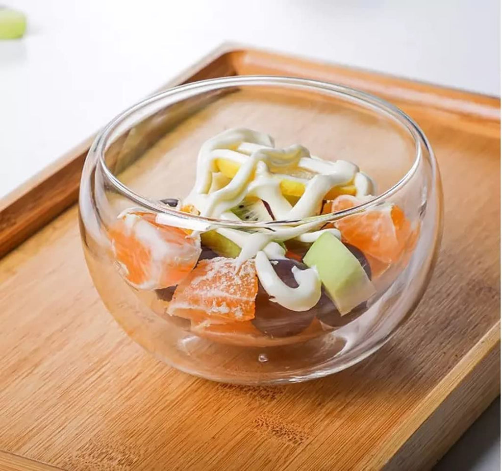 Set of 2 Double-Walled Glass Soup Bowls