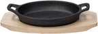 Cast Iron Skillet with Wooden Serving Stand