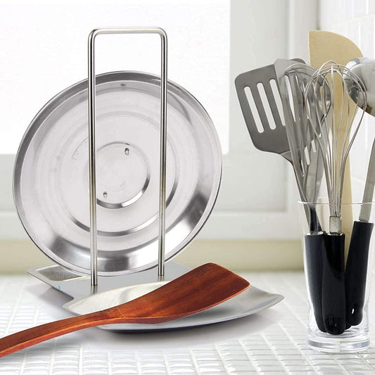 Stainless Steel Pan Lid Holder & Spoon Rest Shelf