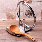 Stainless Steel Pan Lid Holder & Spoon Rest Shelf