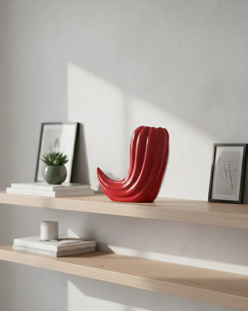 Fiery Red Chili Ceramic Vase