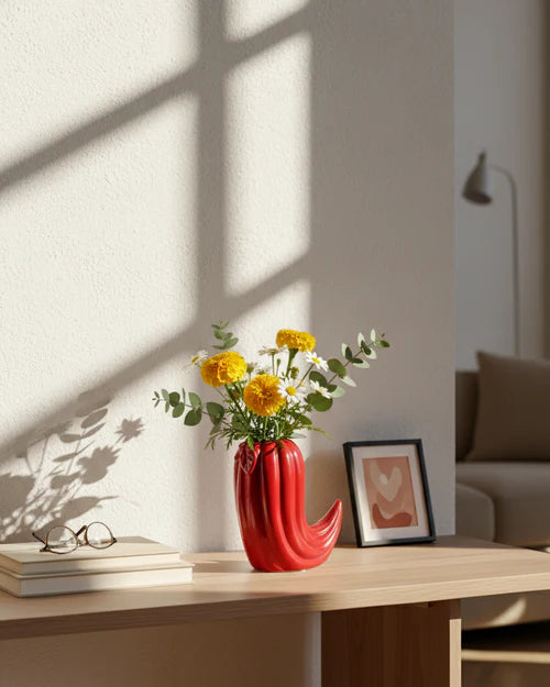 Fiery Red Chili Ceramic Vase