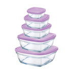 Set of 5 pcs Duralex Glass Freshbox Square