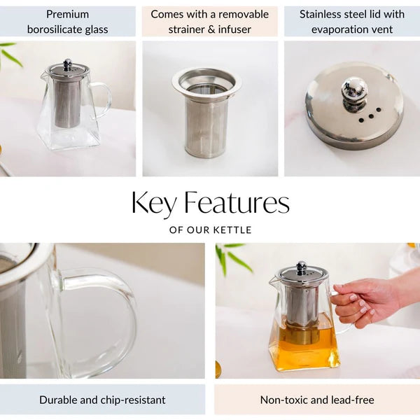 Transparent Square Glass Teapot